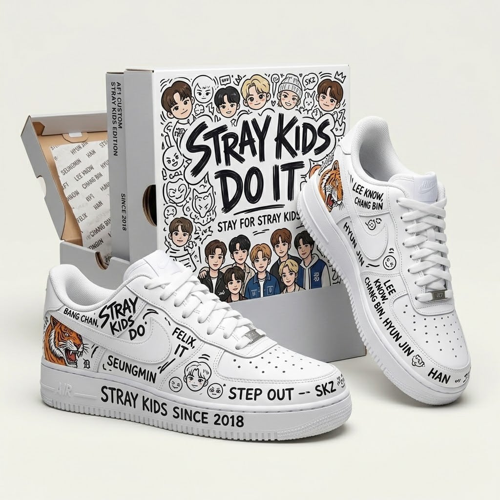 Stray Kids SKZ Doodle Since 2018 Air Force 1 Shoes Stray Kids Merch Fans Gifts