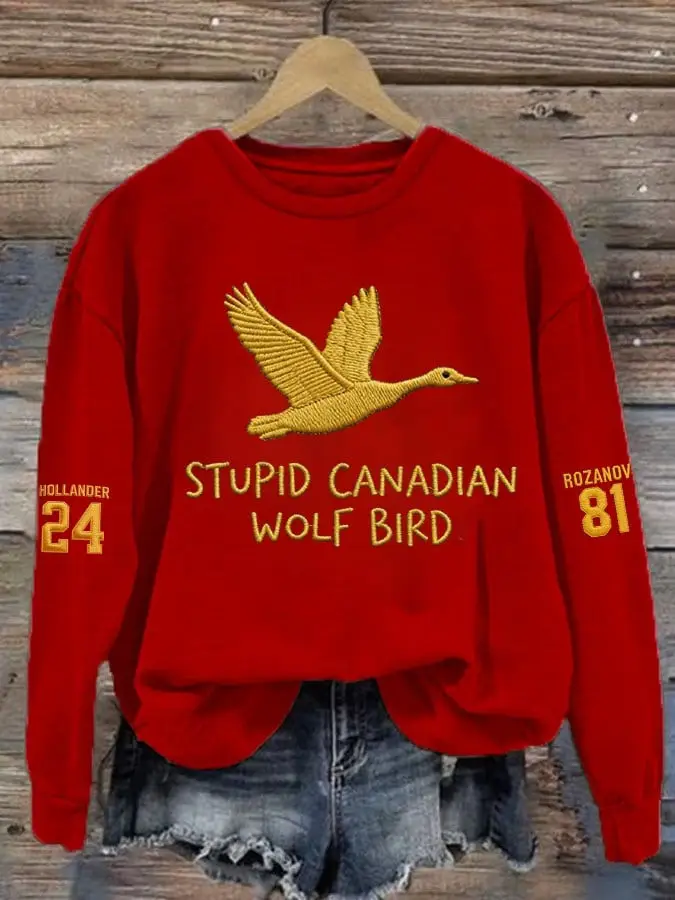 Stupid Canadian Wolf Bird Sweatshirt Rozanov 81 Hollander 24 Heated Rivalry Merch Shop