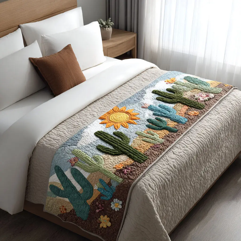 Succulent Sunrise Quilted Bed Runner Succulent Sunrise Color Fresh Home Gift