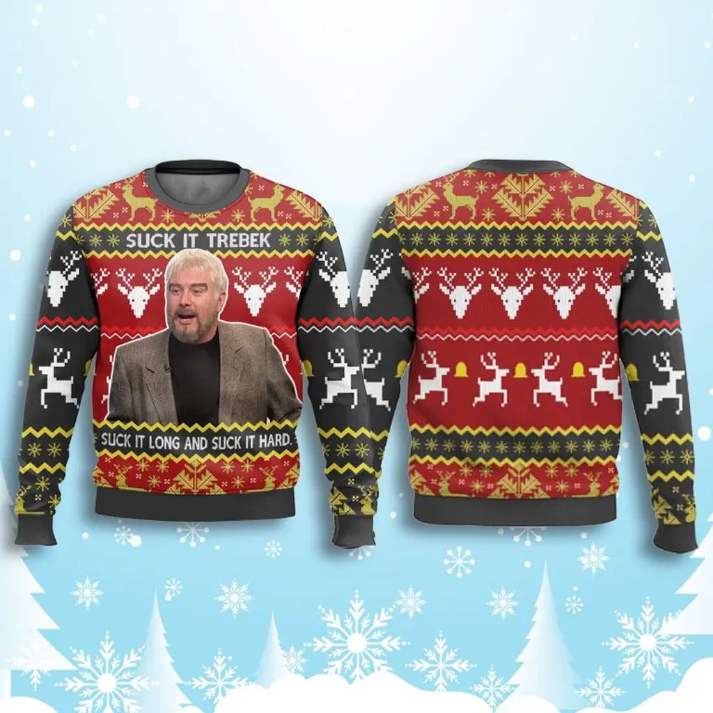 Suck It Trebek Sean Connery SNL Ugly Christmas Sweater Christmas Gift Ideas For Him - WearandDecor