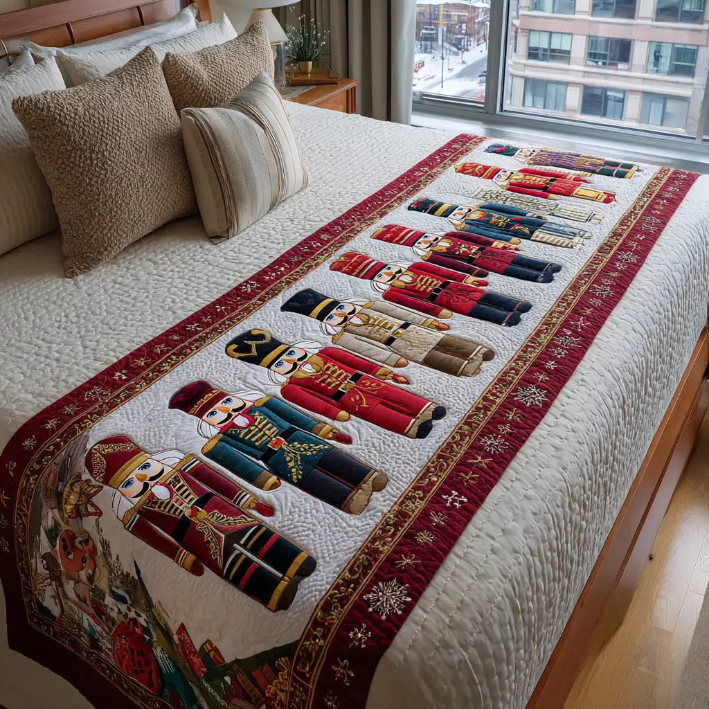 Sugarplum Guard Quilted Bed Runner Sugarplum Nutcracker Guard Christmas Gift