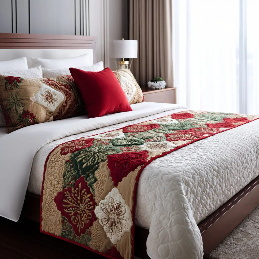 Sugarplum Star Quilted Bed Runner Sugarplum Christmas Star Christian Gift