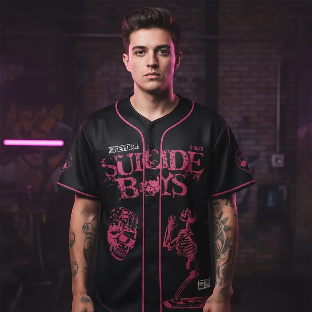 Suicideboys GREY DAY 2023 North American Tour Blackpink Skull Baseball Jersey Hip Hop Lover Gift