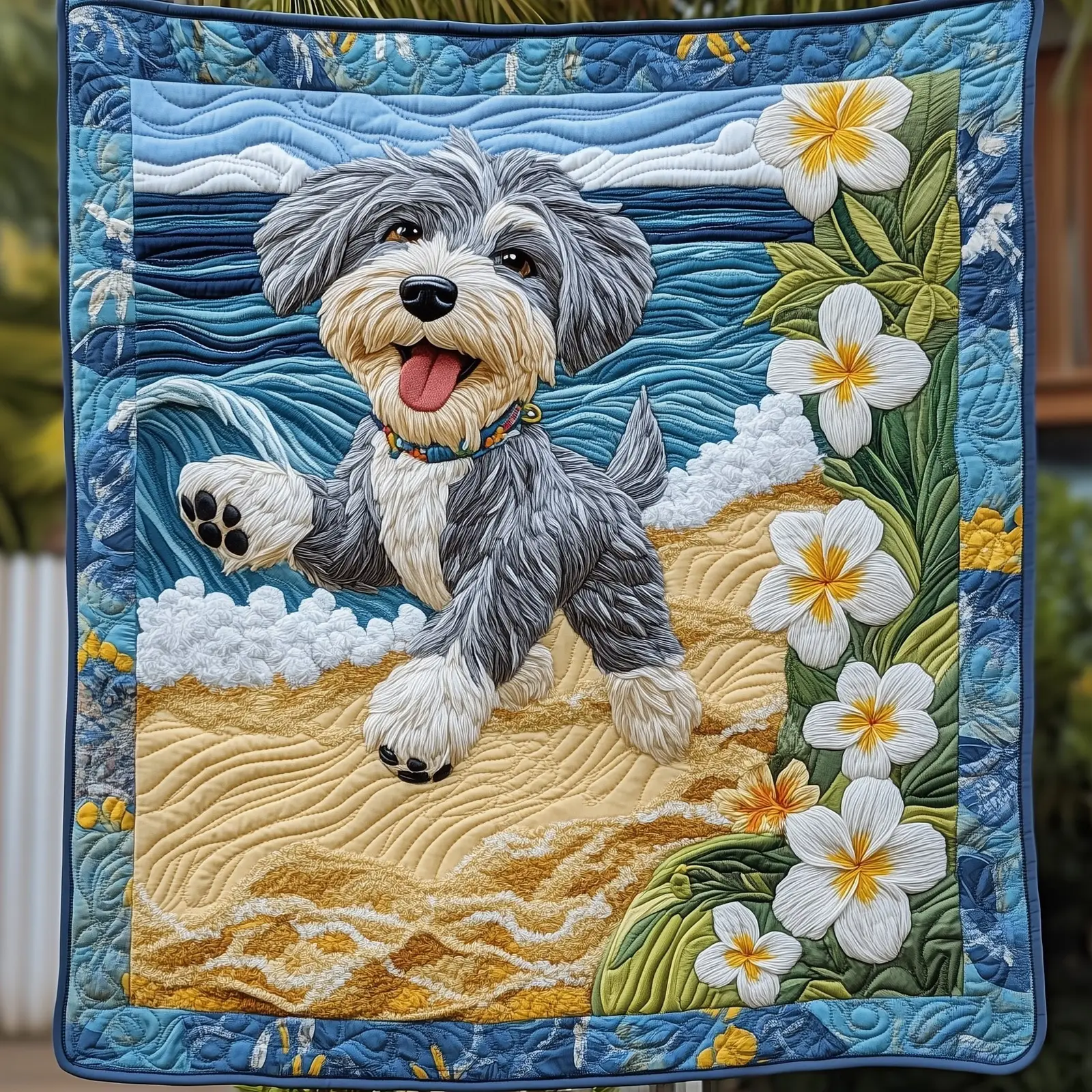 Summertime Schnauzer Quilted Blanket Fun Seasonal Pet Throw Gift Ideas For Schnauzer Lovers Summertime Schnauzer Quilted Blanket Fun Seasonal Pet Throw Gift Ideas For Schnauzer Lovers - Image 1