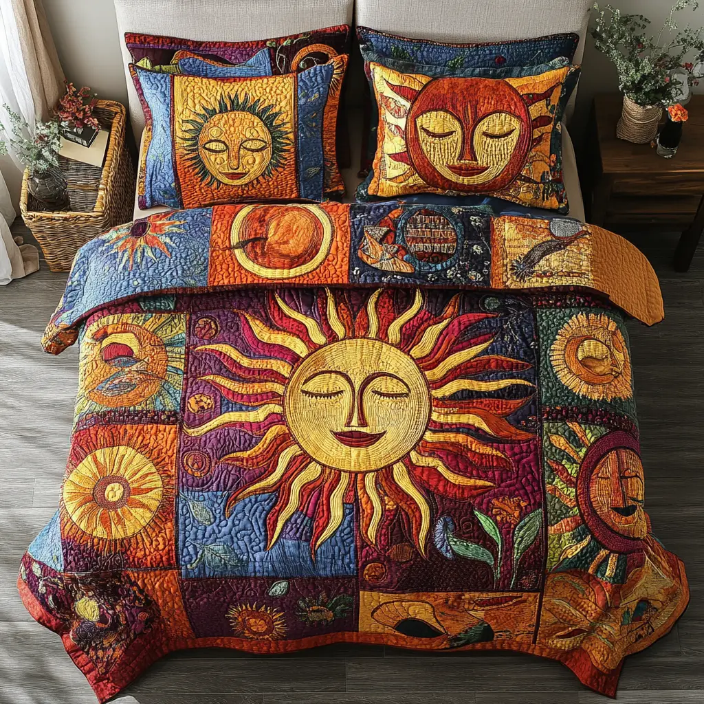 Sunburst Bliss Quilted Bedding Set Soft and Cozy Bedding Set for Comfortable Sleep Sunburst Bliss Quilted Bedding Set Soft and Cozy Bedding Set for Comfortable Sleep - Image 1