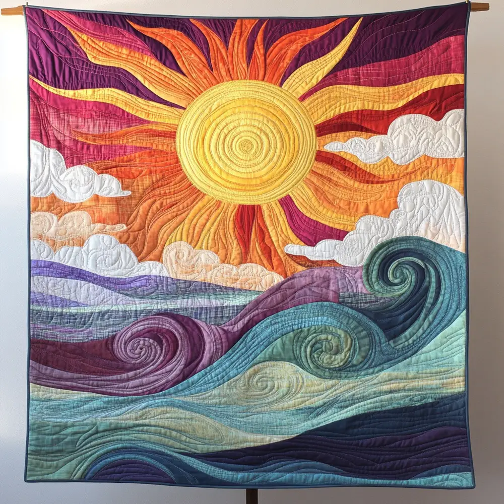 Sunburst Ocean Waves Quilted Blanket Boho Sunset Art Colorful Cozy Throw Best Gift For Nature Lovers Sunburst Ocean Waves Quilted Blanket Boho Sunset Art Colorful Cozy Throw Best Gift For Nature Lovers - Image 1