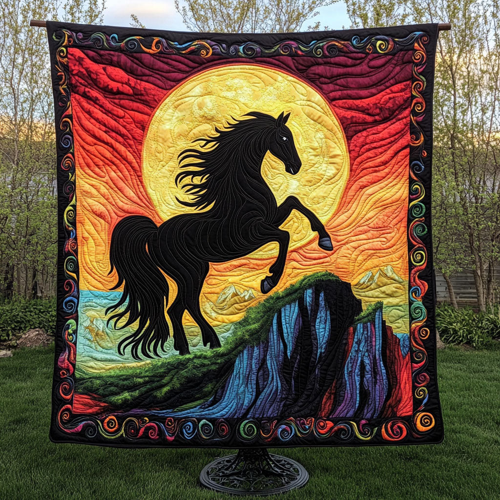 Sunfire Stallion Quilted Blanket Christmas Throw Blanket Cool Horse Gifts Sunfire Stallion Quilted Blanket Christmas Throw Blanket Cool Horse Gifts - Image 1