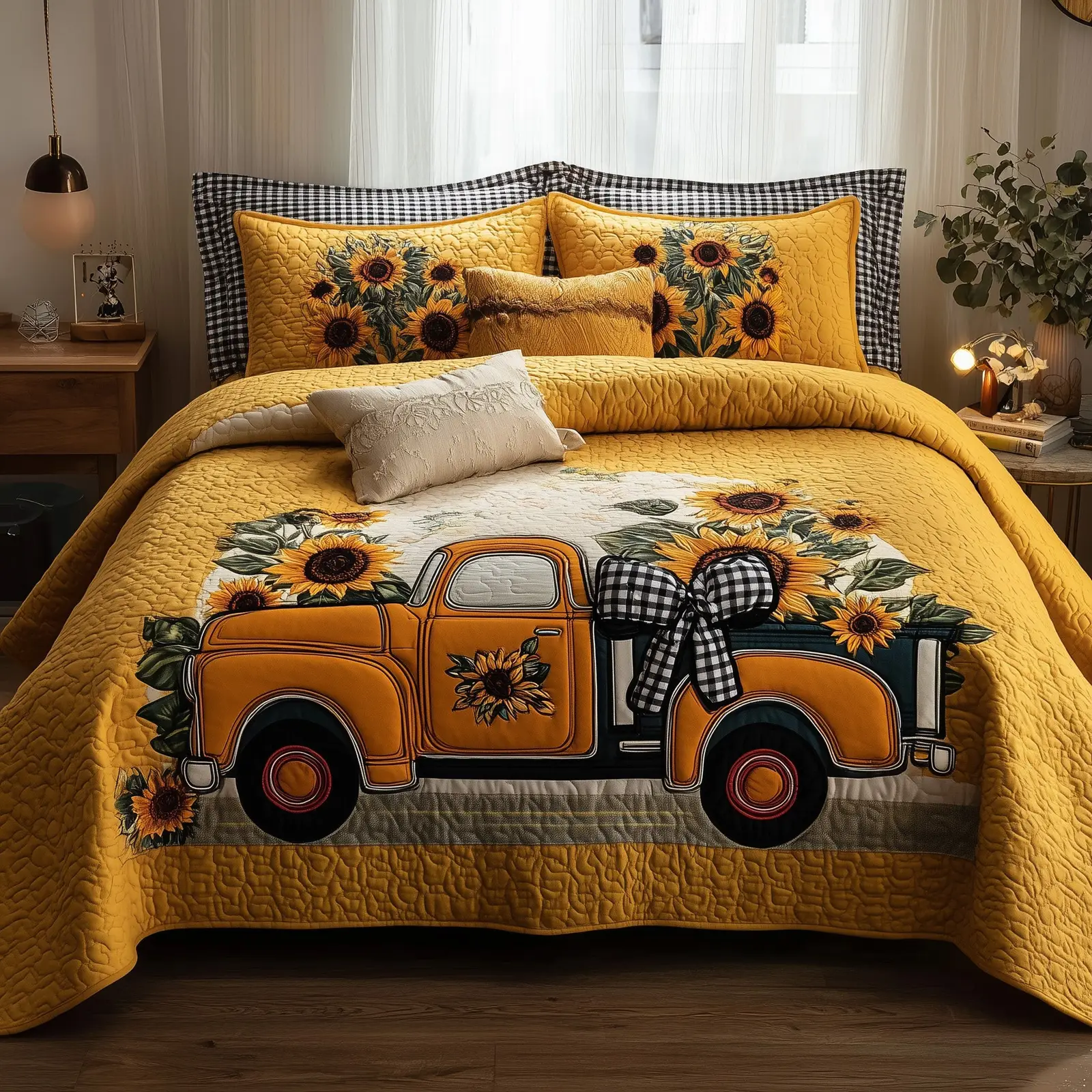 Sunflower Quilted Bedding Set Classic Style