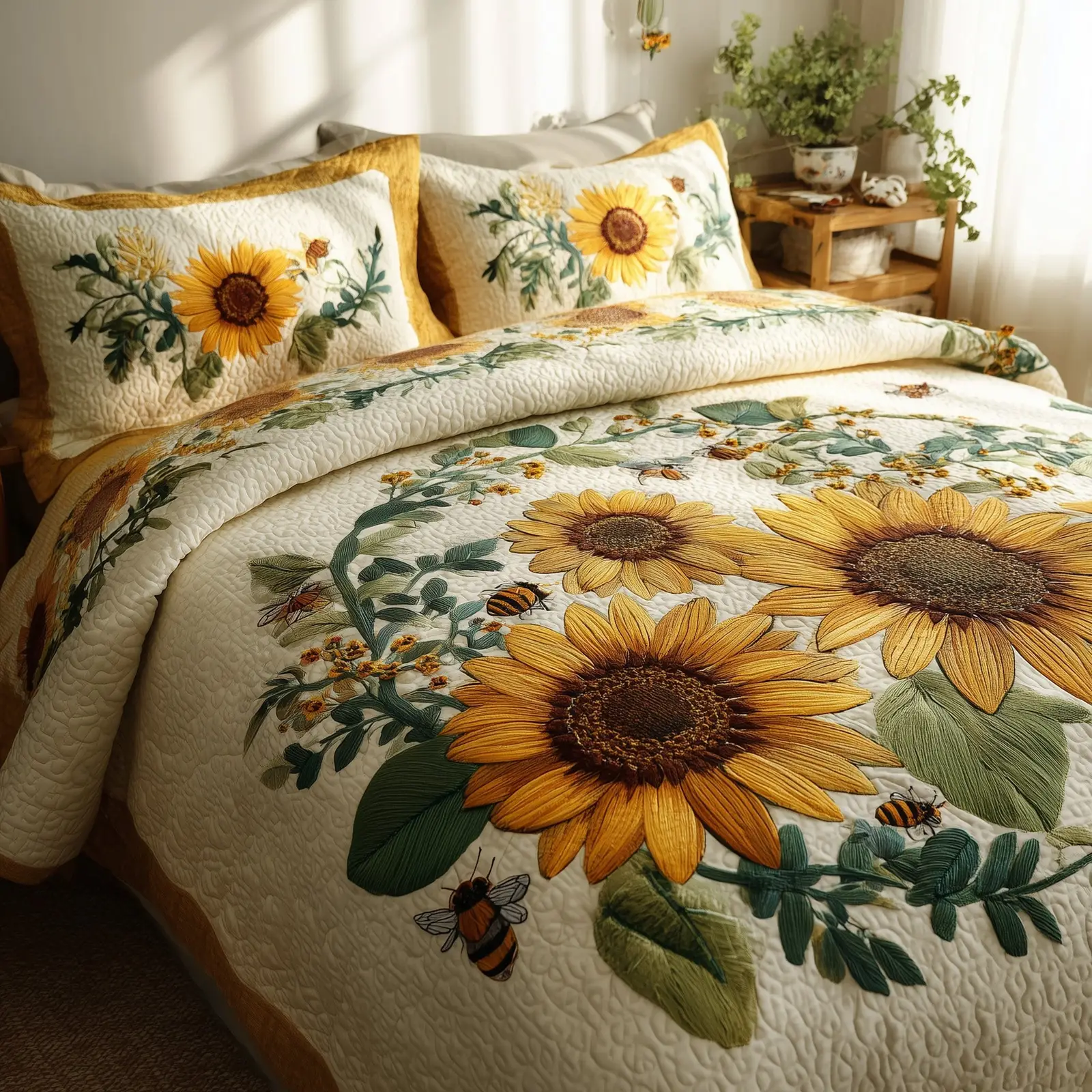 Sunflower Quilted Bedding Set Durable & Long-lasting(1)