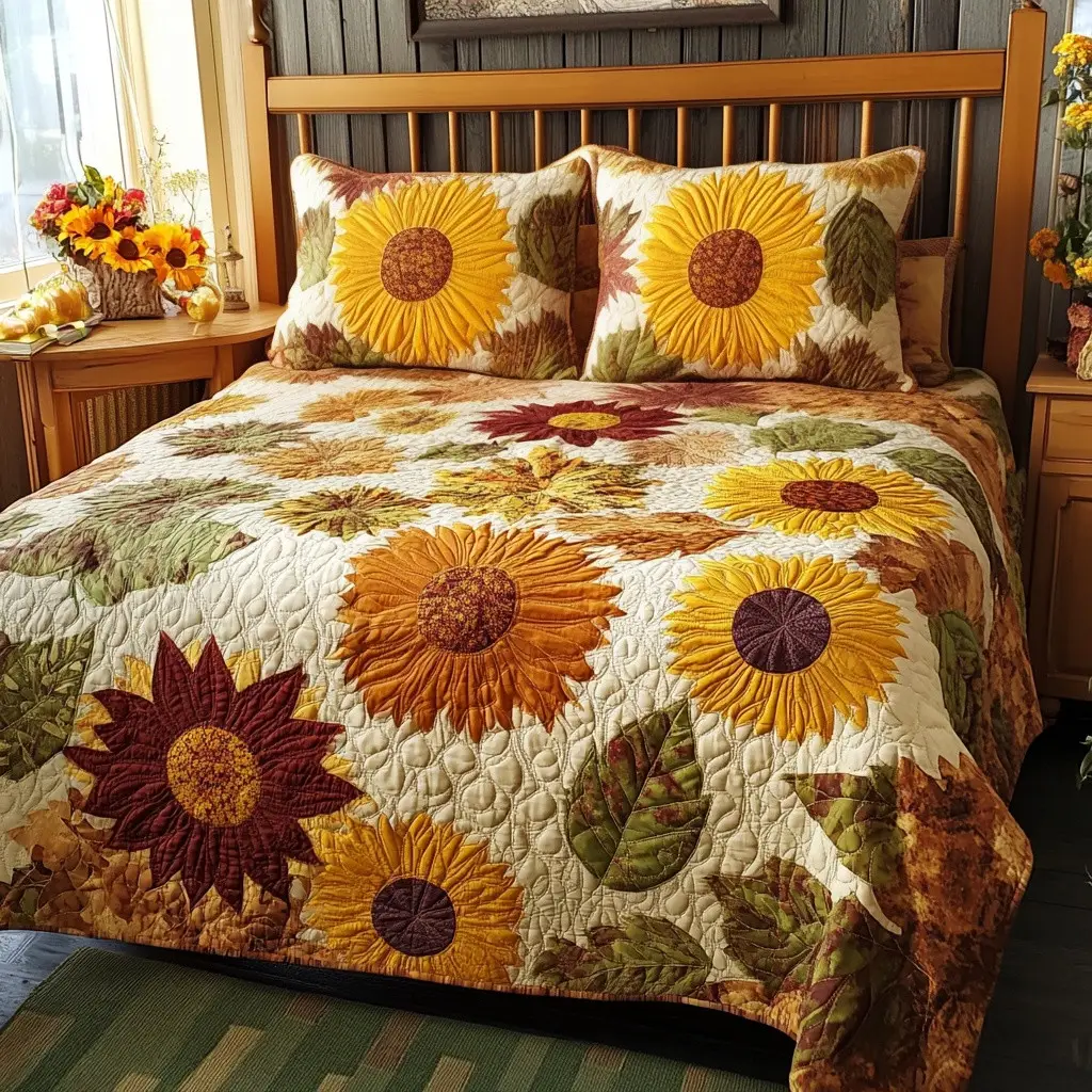 Sunflower Serenade Quilted Bedding Set Floral Bedroom Decor Best Gift For Sunflower Lovers Sunflower Serenade Quilted Bedding Set Floral Bedroom Decor Best Gift For Sunflower Lovers - Image 1
