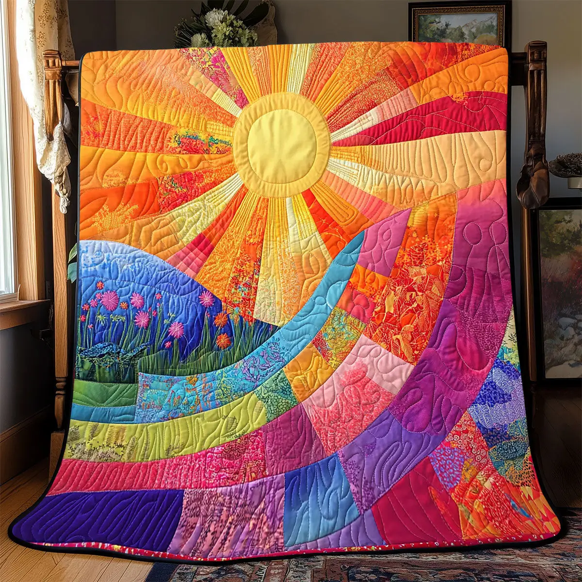 Sunlight Hippie Quilt Luxury Throw Blankets Retirement Gift Ideas For Men Sunlight Hippie Quilt Luxury Throw Blankets Retirement Gift Ideas For Men - Image 1
