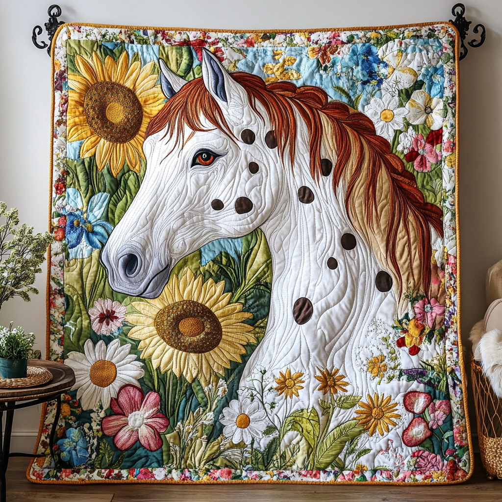 Sunlit Mane Quilted Blanket Best Throw Blanket Best Gifts For Horse Riders Sunlit Mane Quilted Blanket Best Throw Blanket Best Gifts For Horse Riders - Image 1