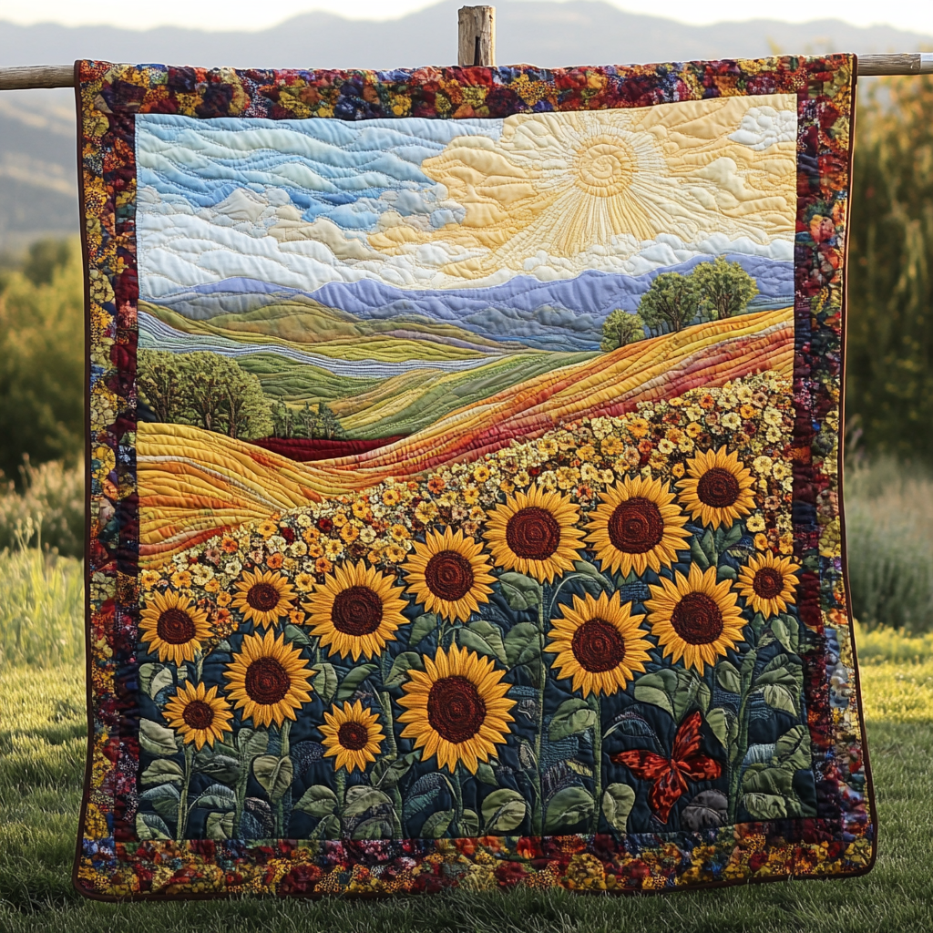 Sunny Days Quilted Blanket Winter Decor Blanket Sunflower Gifts For Friends Sunny Days Quilted Blanket Winter Decor Blanket Sunflower Gifts For Friends - Image 1