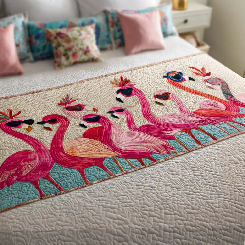 Sunny Flock Quilted Bed Runner Sunny Flock Birds Spring Gift