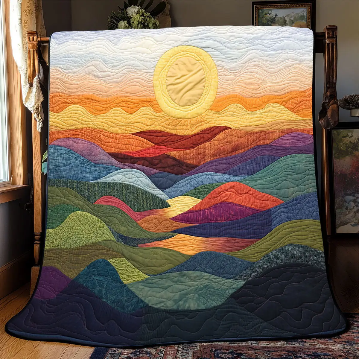 Sunrise In Mountain Quilt Blanket For Couch Mother's Day Gifts For Daughter