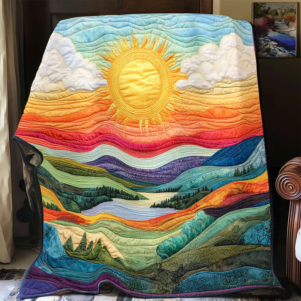Sunrise In Mountain Quilt Easter Throw Blanket Mother'S Day Gift For Daughter From Mom Sunrise In Mountain Quilt Easter Throw Blanket Mother'S Day Gift For Daughter From Mom - Image 1