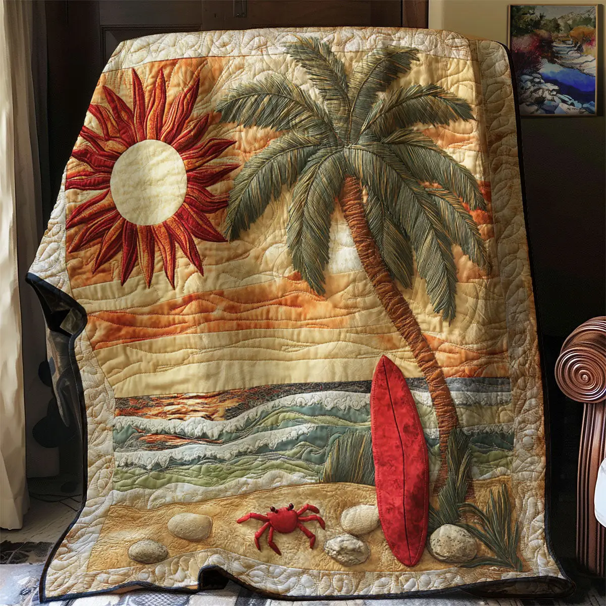 Sunset Beach Quilt Easter Throw Blanket Mother'S Day Gift For Daughter From Mom