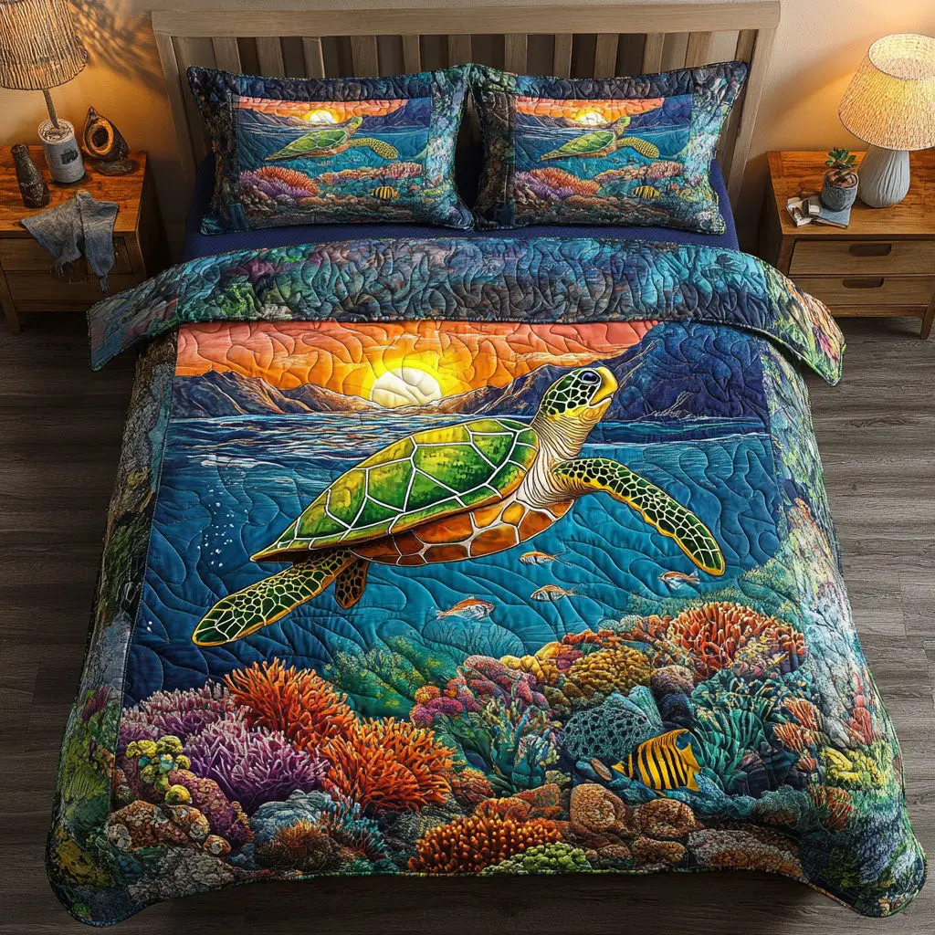 Sunset Escape Quilted Bedding Set Heartwarming Bedding Gift for Loved Ones Sunset Escape Quilted Bedding Set Heartwarming Bedding Gift for Loved Ones - Image 1