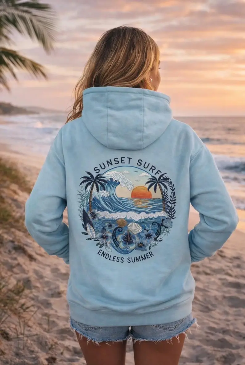 Sunset Surf Endless Summer Hoodie Vintage Beach Surfing Clothing Gifts For Beach Lovers Sunset Surf Endless Summer Hoodie Vintage Beach Surfing Clothing Gifts For Beach Lovers - Image 1