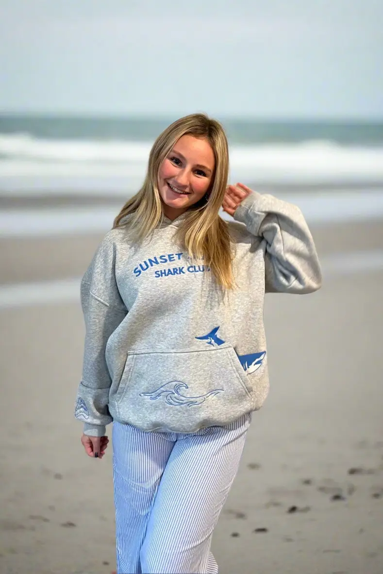 Sunset Surf Hoodie Shark Club Hoodie Sunset Surf Merch Beach Vacation Gift Ideas
