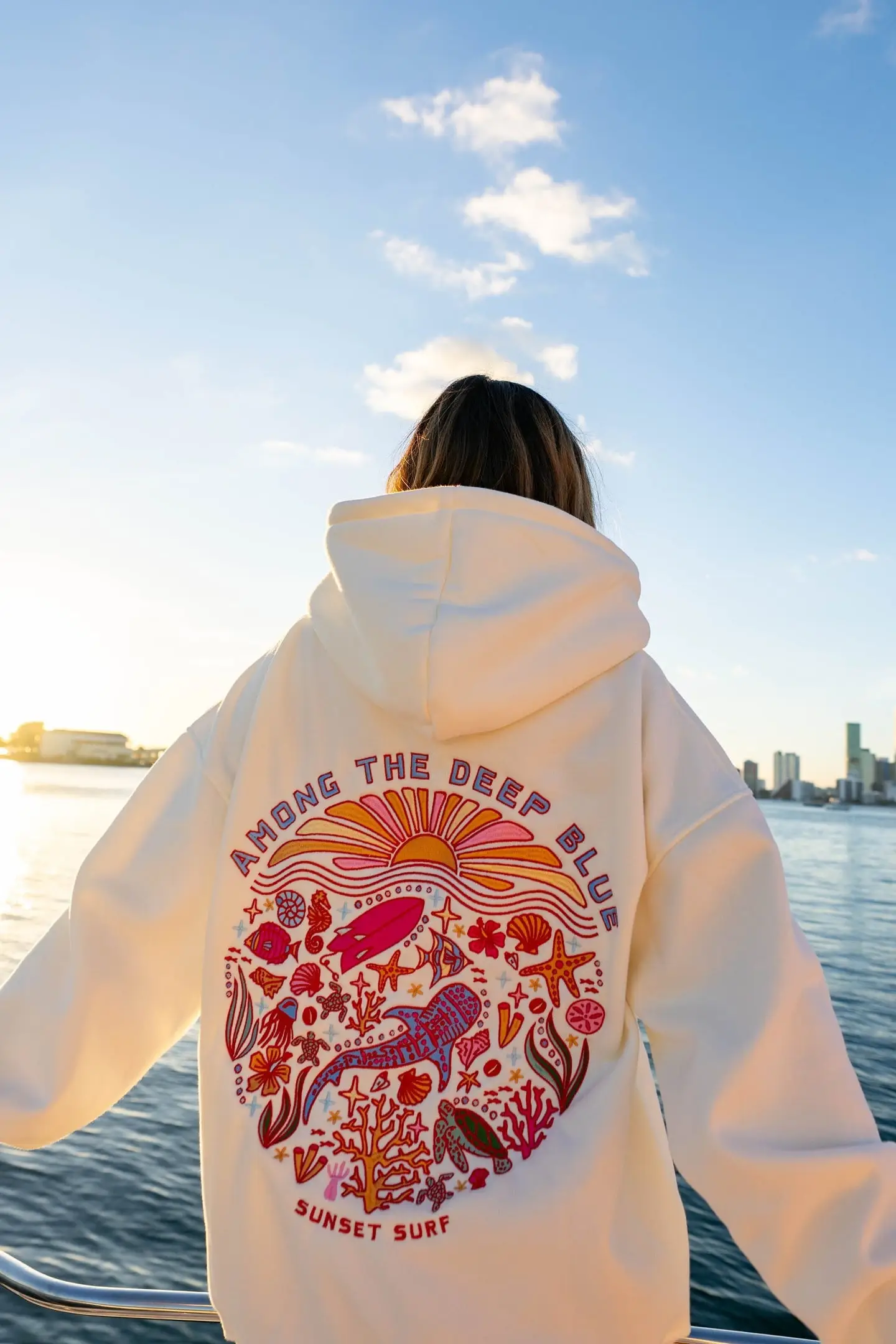 Sunset Surf Hoodie Whale Shark Tropics Hoodie Sunset Surf Apparel Gifts For Beach Goers