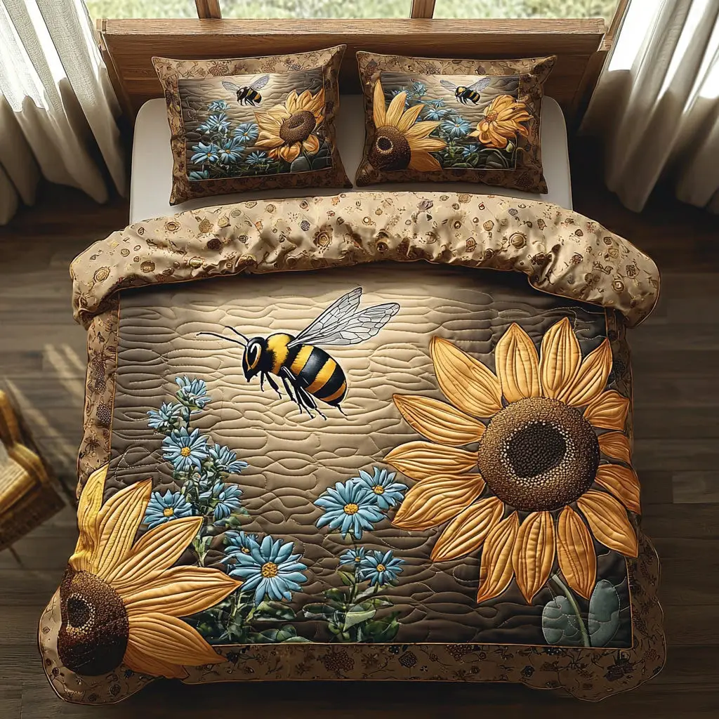 Sunshine Buzz Quilted Bedding Set Soft Bedding Set That Makes a Great Christmas Gift Sunshine Buzz Quilted Bedding Set Soft Bedding Set That Makes a Great Christmas Gift - Image 1
