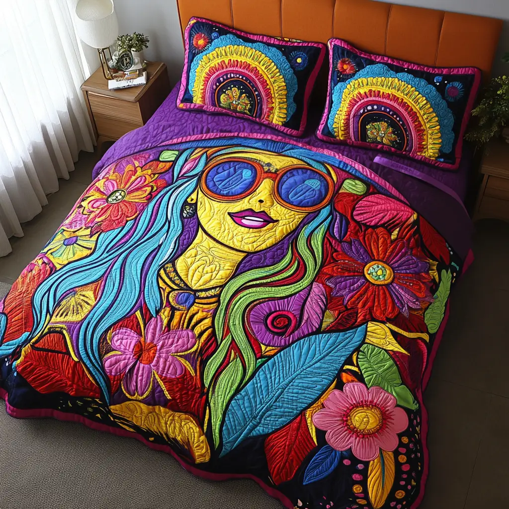 Sunshine Diva Quilted Bedding Set Perfect Bedding Gift Set for Holiday Celebrations