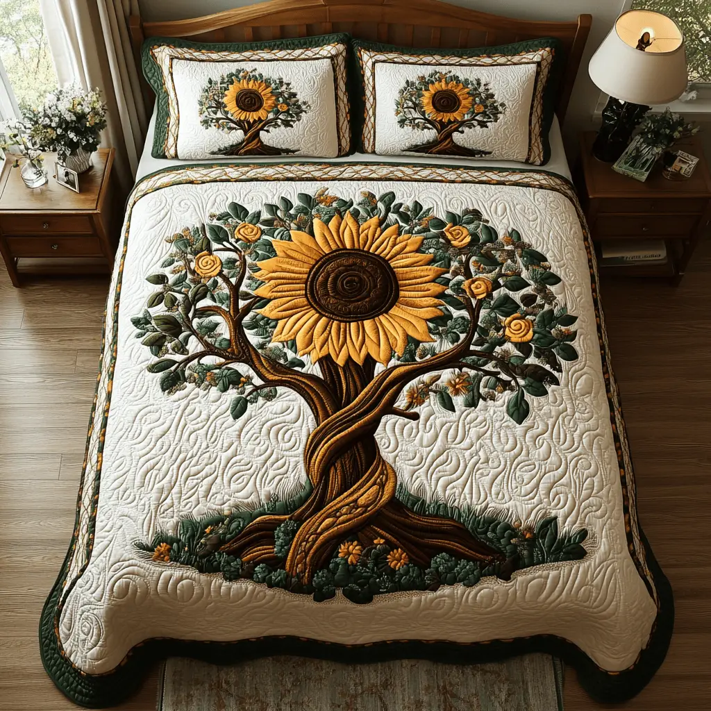 Sunshine Harvest Quilted Bedding Set Luxury Bed Sheet Gift Set for Ultimate Comfort