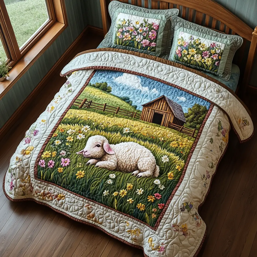 Sunshine Meadow Quilted Bedding Set Holiday Bedroom Decor Items Gifts For Him