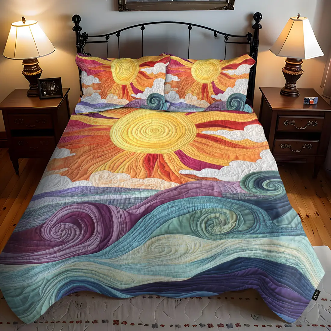 Sunshine Waves Quilt Bedding Set Summer Duvet Covers Great Mother's Day Gift For Mom