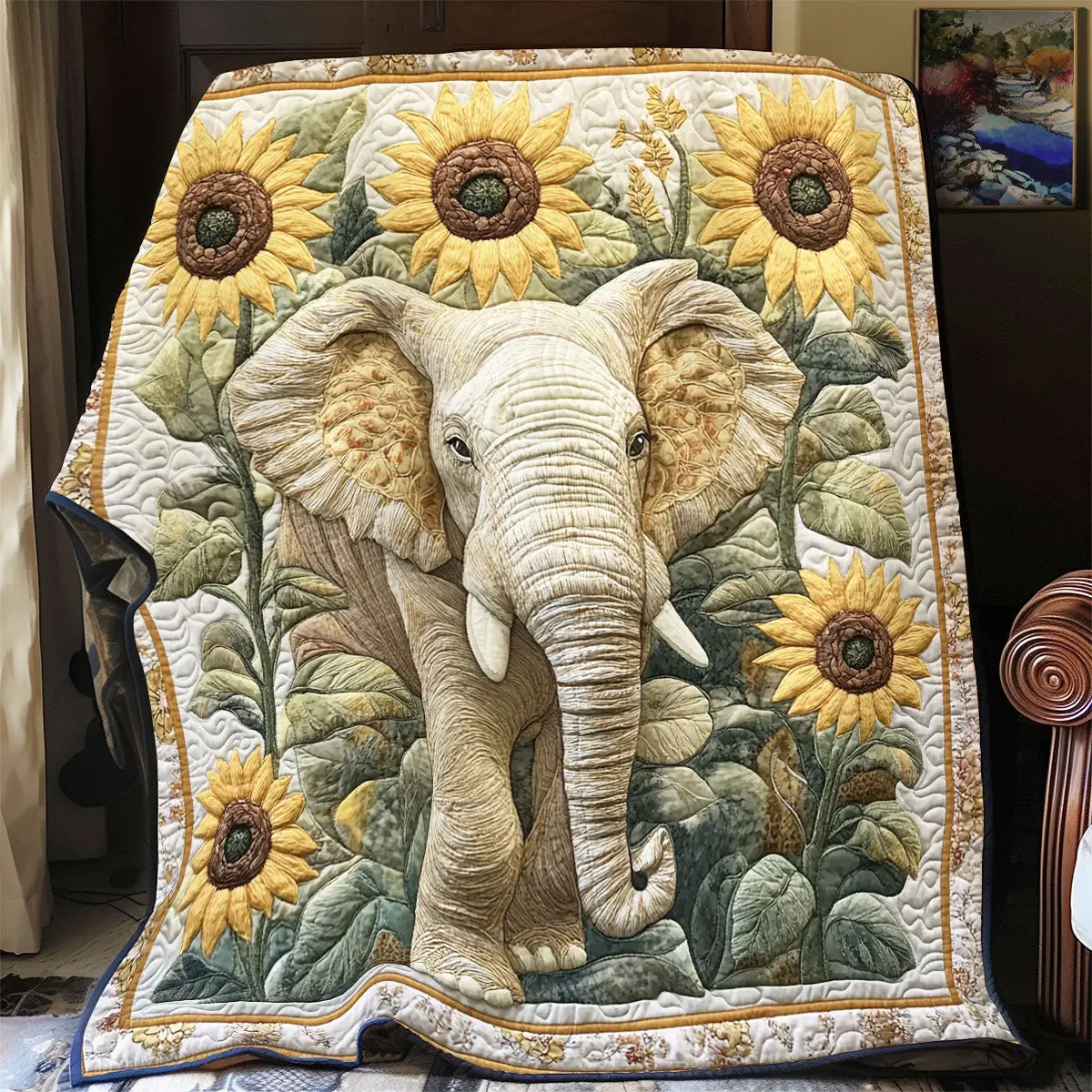 Suower Elephant Quilt Blankets Best Throw Blanket Mother's Day Presents For Grandma Suower Elephant Quilt Blankets Best Throw Blanket Mother's Day Presents For Grandma - Image 1