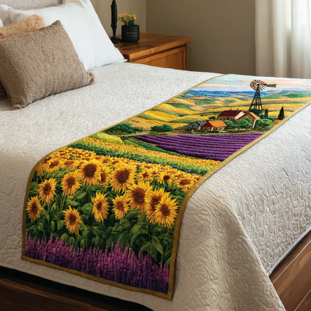Suower Glow Quilted Bed Runner Suower Glow Bright Floral Gift
