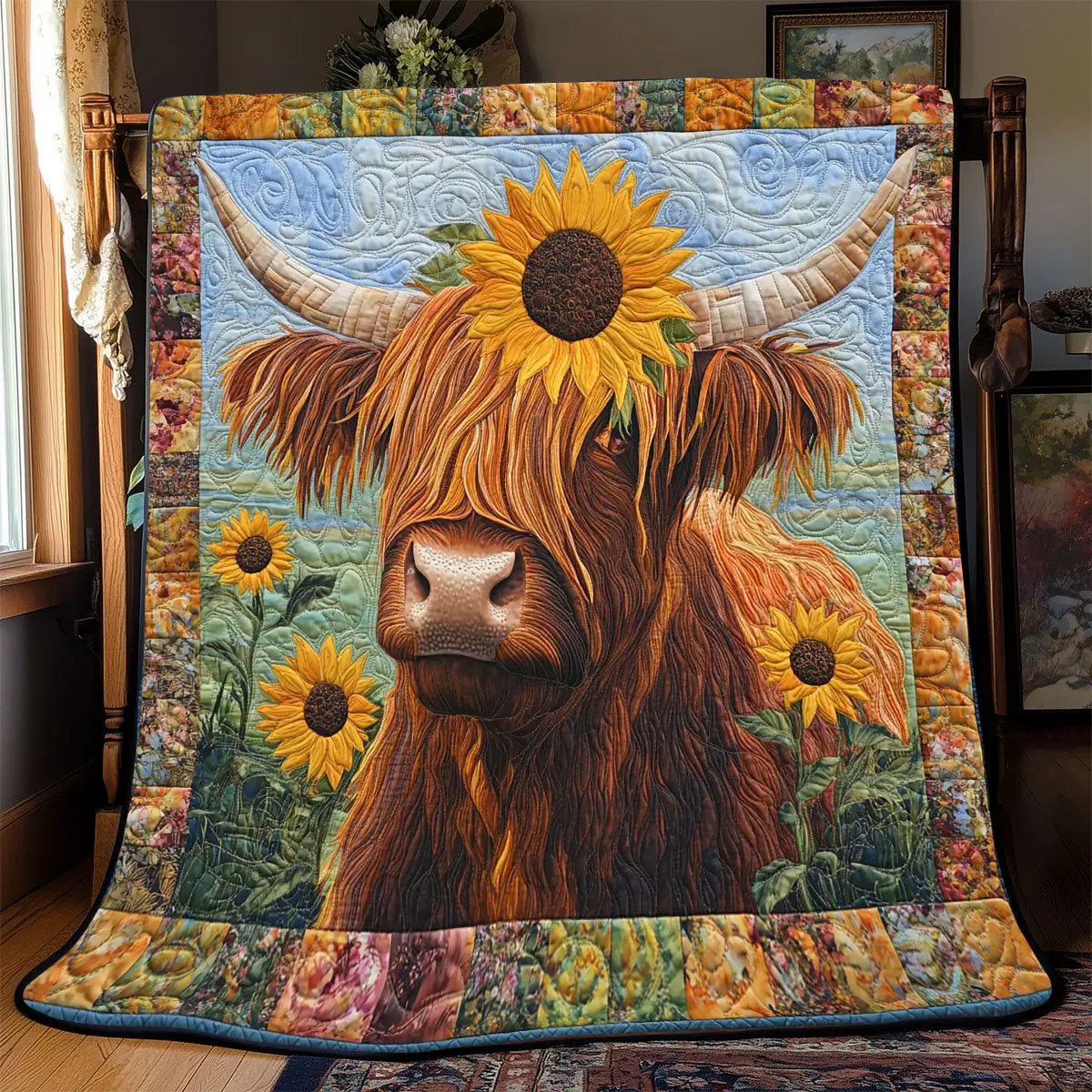 Suower Highland Cow Quilt Best Throw Blanket Good Gifts For Dads 50Th Birthday