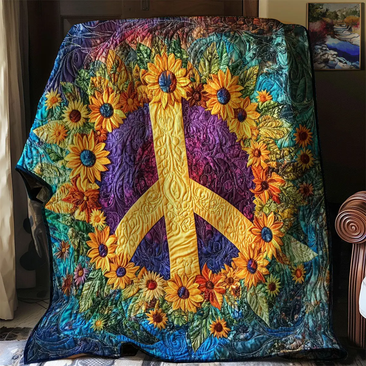 Suower Hippie Sign Quilt Luxury Throw Blankets Mother's Day Gifts For Daughter