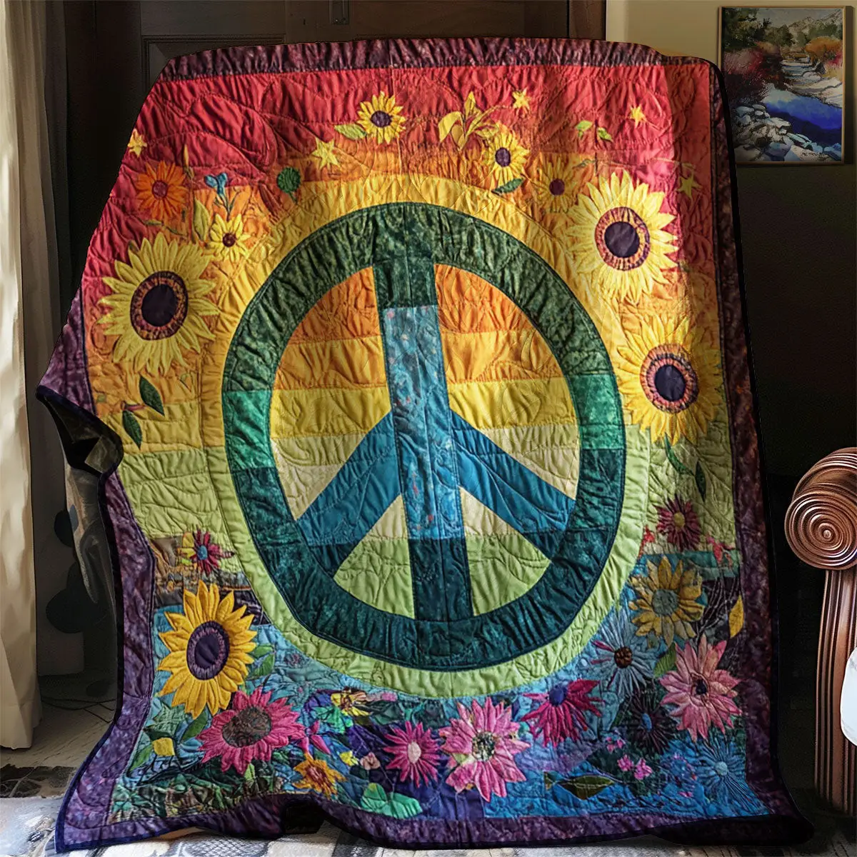 Suower Hippie Sign Quilt Throws And Blankets Mothers Day Gift For New Mother