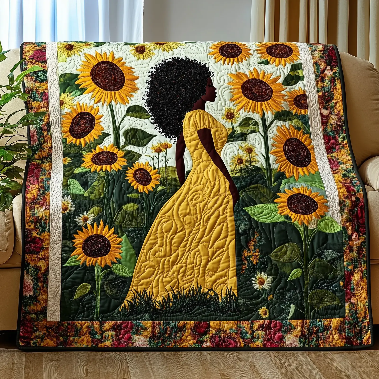 Suower Queens Quilted Blanket Unique African American Art Colors King And Queen Gifts