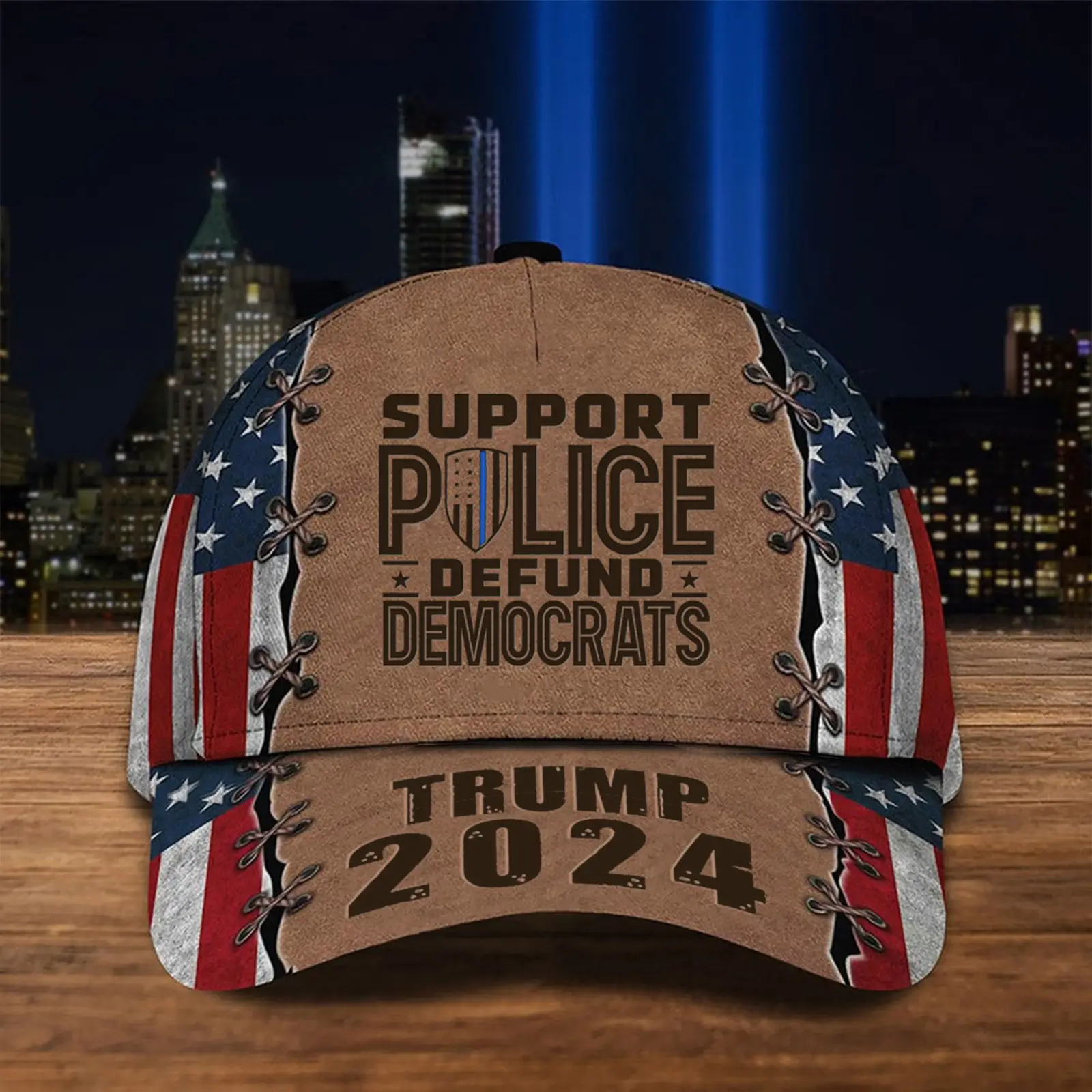 Support Police Defund Democrats Hat Trump 2024 Hat American Flag Cap Gifts For Police