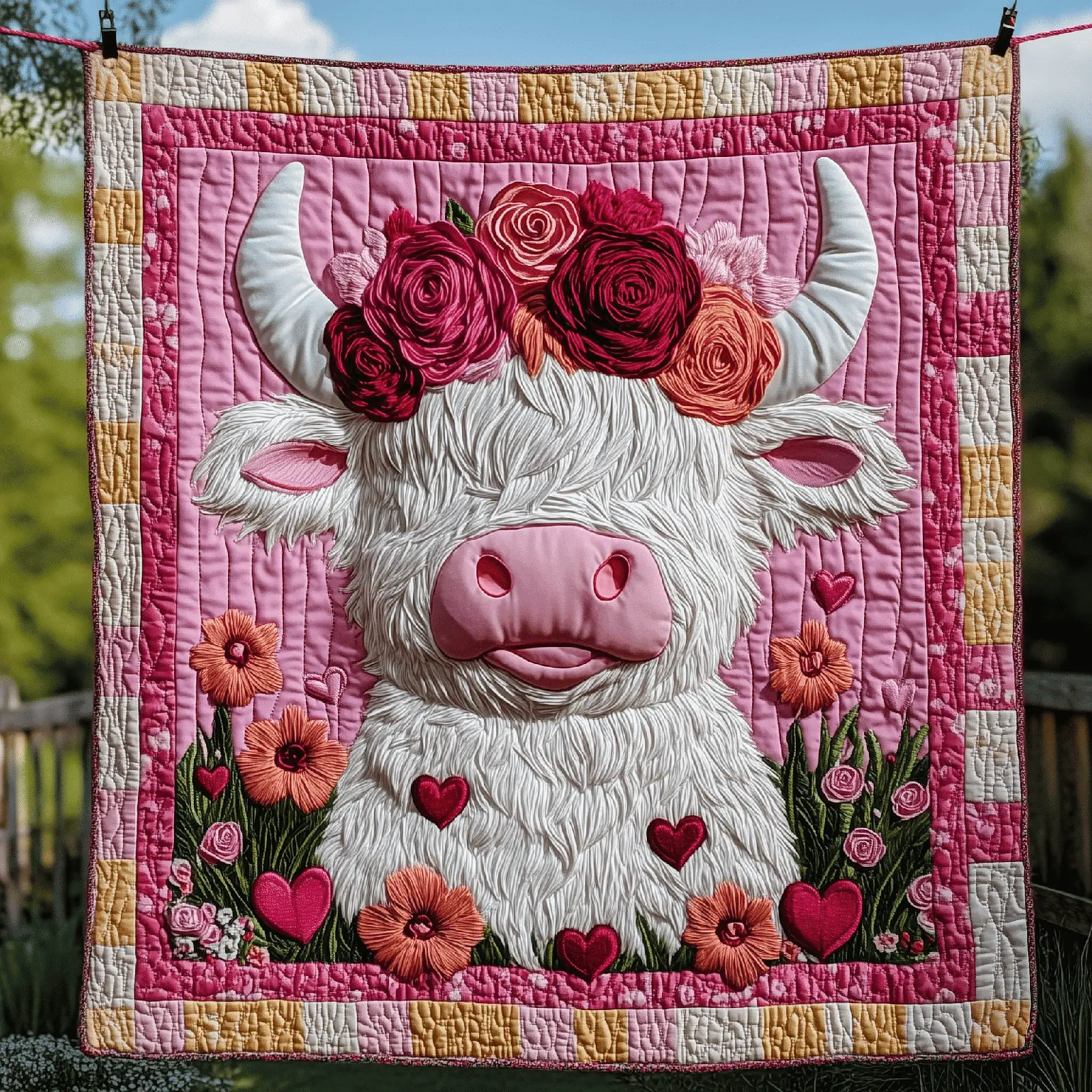Sweetie Highland Cow Quilted Blanket Animal Themed Bedroom Accessories Highland Cow Lover Gifts