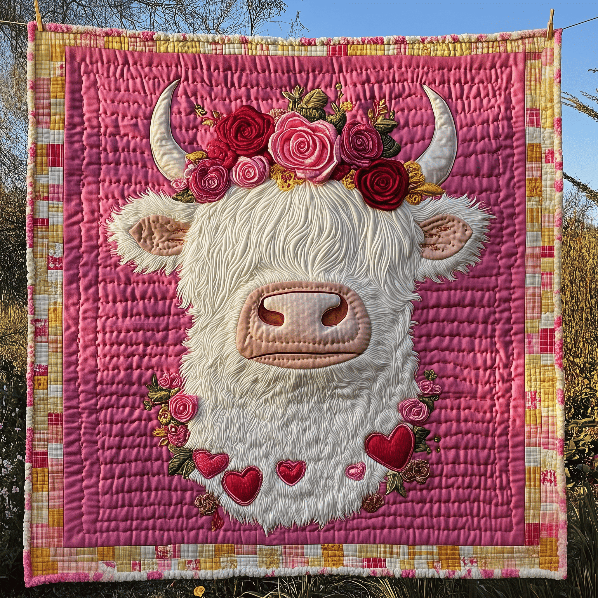 Sweetie Highland Cow Quilted Blanket Home Decor Ideas Best Valentines Gifts For Her