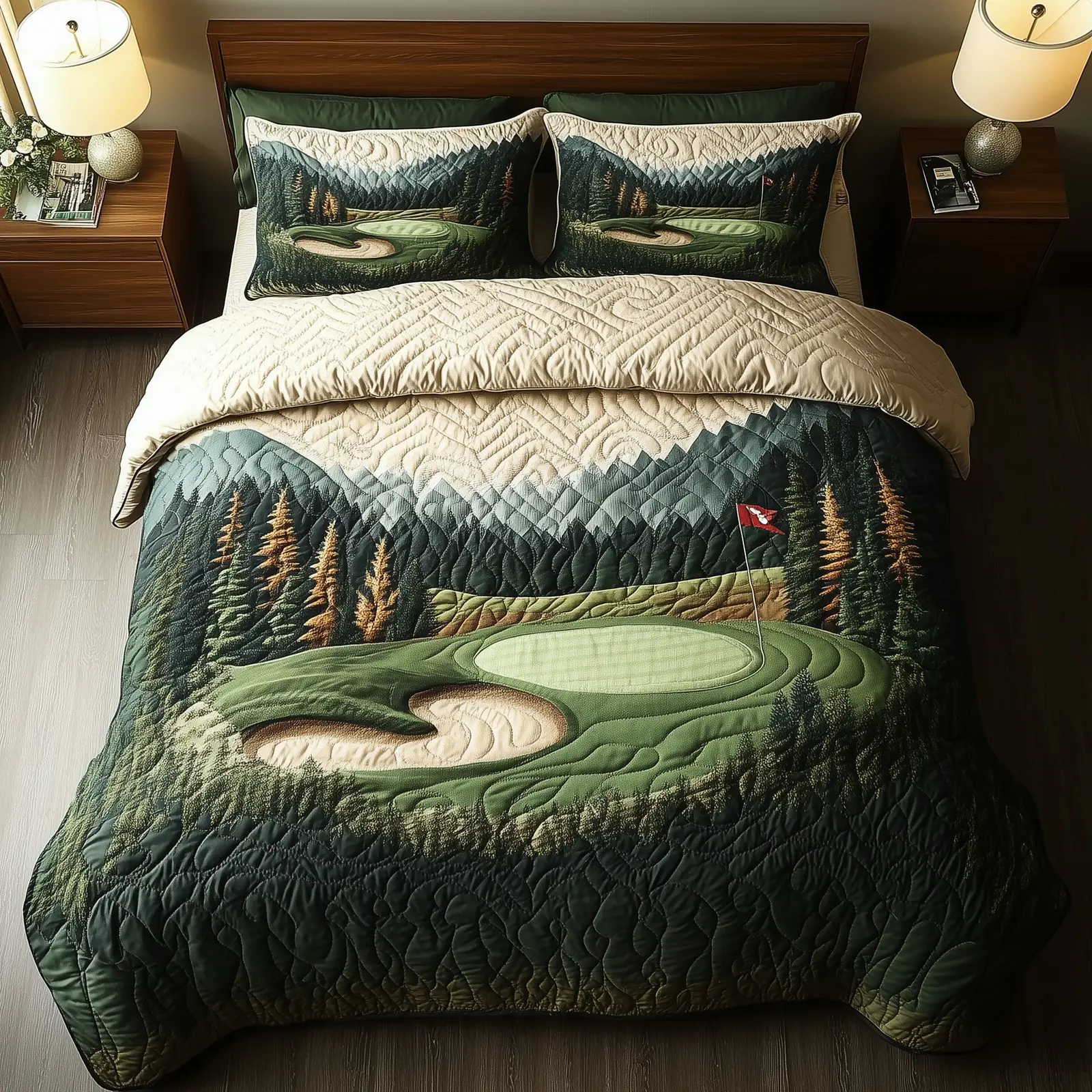 Swing Retreat Quilted Bedding Set Duvet Cover Bedspread Great Golf Gift Ideas