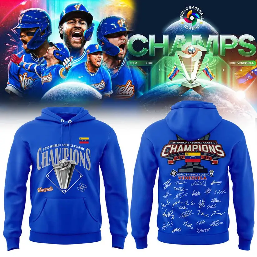 Team Beisbol Venezuela 2026 WBC Champions Signature Hoodie Game Day Clothing Baseball Gear