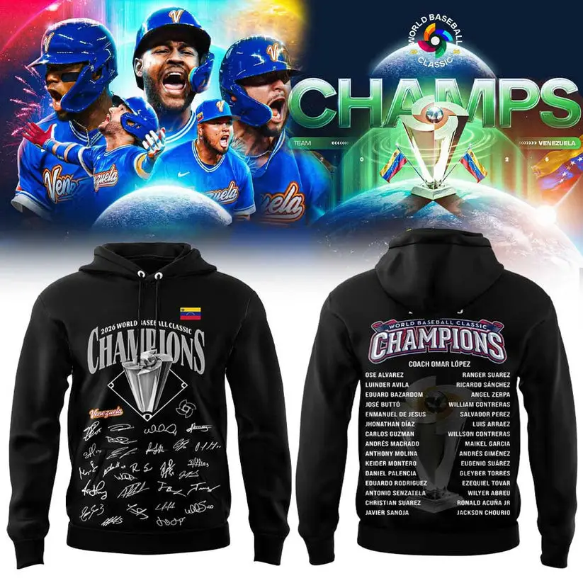 Team Beisbol Venezuela 2026 World Baseball Classic Champions Signature Hoodie WBC Fan Merch