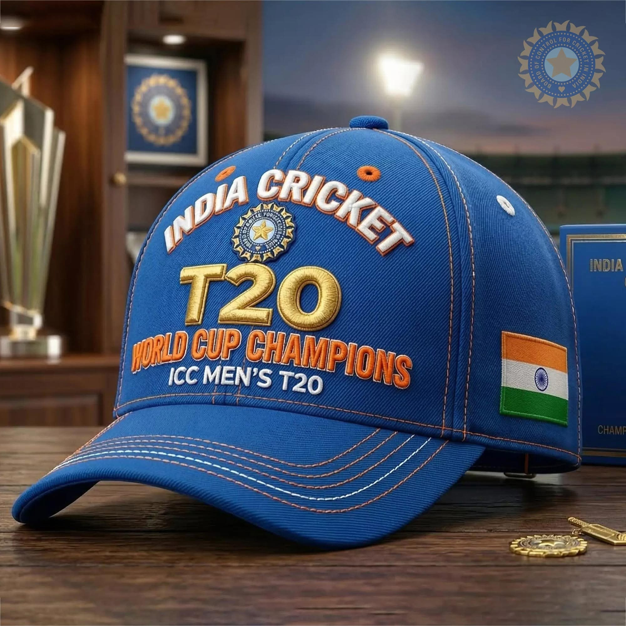 Team India Cricket Hat ICC Men's T20 World Cup Champions Baseball Cap India Cricket Merch 2026