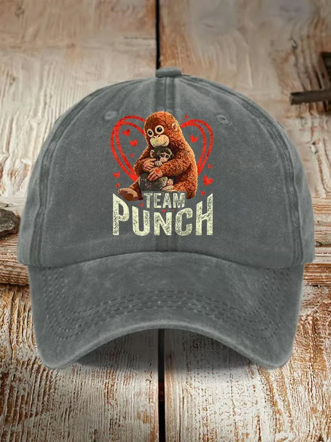 Team Punch Monkey Love Baseball Cap Funny Animal Graphic Hat Cute Monkey Lover Hat Best Gift For Friends