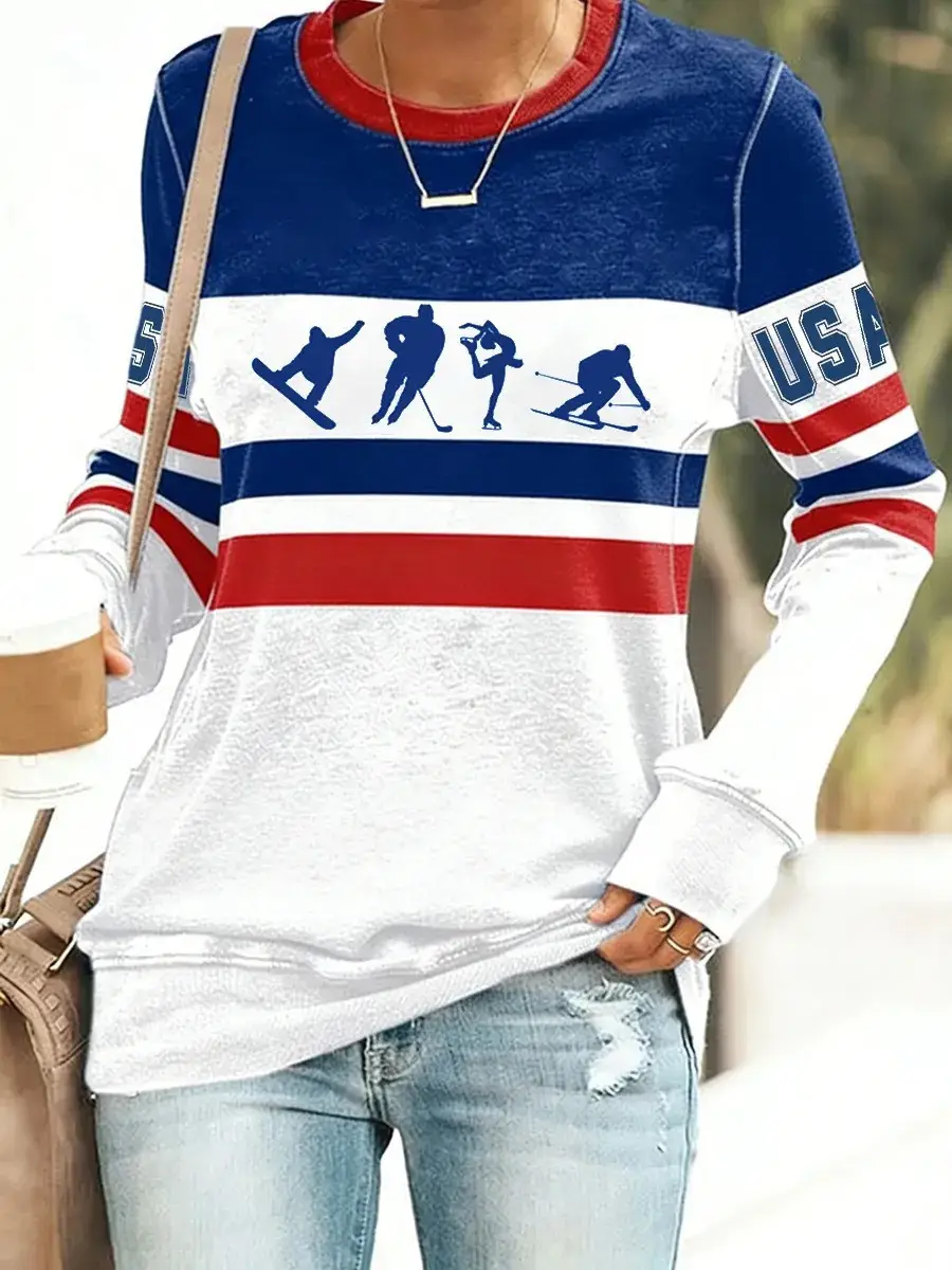 Team USA 2026 Milan Cortina Winter Olympics Sweatshirt Women's Winter Sports Apparel