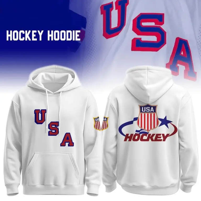 Team USA 2026 Olympic White Hoodie Team USA Ice Hockey Winter Olympics Merch Fan Gifts