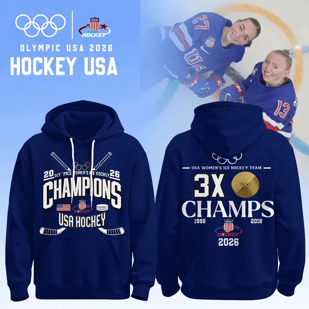 Team USA 2026 Olympic Women’s Ice Hockey Champions Hoodie USA Hockey Olympic Merch
