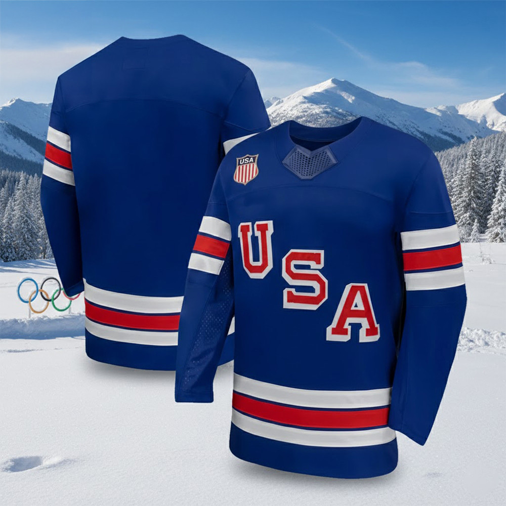 Team Usa 2026 Winter Olympics Print Hockey Jersey Winter Olympic Apparel Gift For Fans