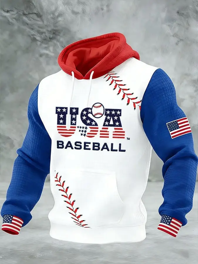 Team USA Baseball Waffle Hoodie Men's USA World Baseball Classic 2026 Merch Game Day Outfits Team USA Baseball Waffle Hoodie Men's USA World Baseball Classic 2026 Merch Game Day Outfits - Image 1
