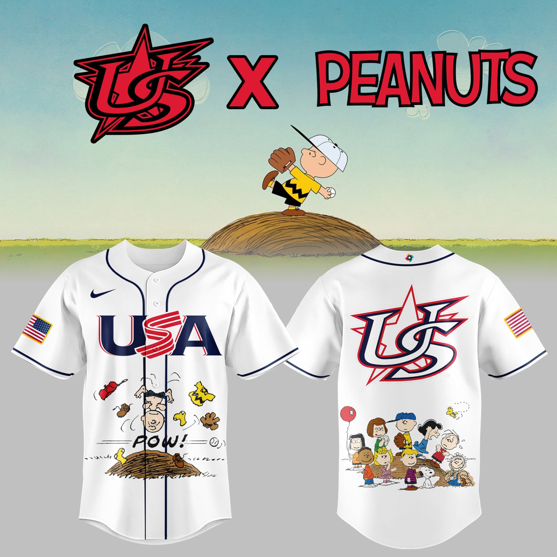 Team USA Baseball X Peanuts Jersey 2026 USA World Baseball Classic Merch Gifts For Fans